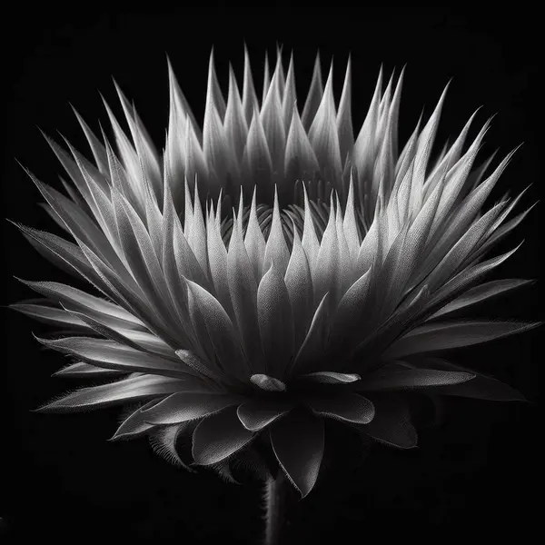 white lotus flower isolated on black background. black and white