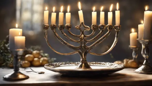Happy Hanukkah of jewish holiday. Hanukkah with menorah