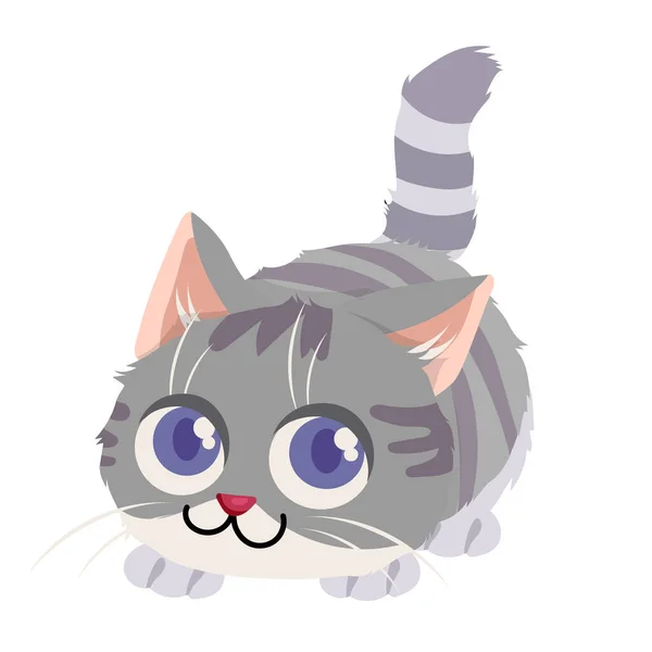 かわいいグレーの猫漫画 — ストックベクタ