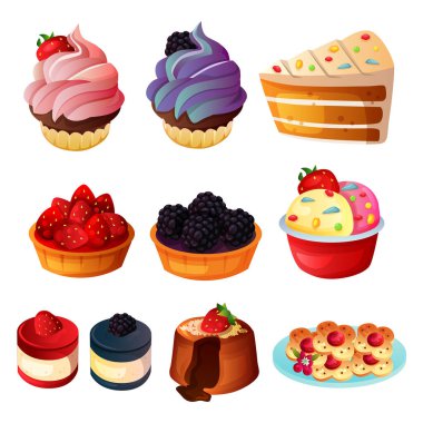 set of dessert icons clipart