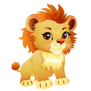 Sevimli bebek aslan renkli karakter.