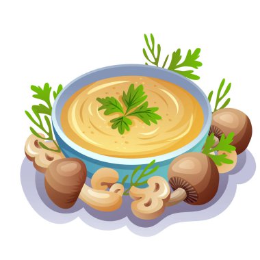 Ev yapımı kremalı mantar çorbası çorbası.