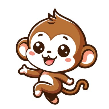 Sevimli mutlu maymun dans çizgi film karakteri