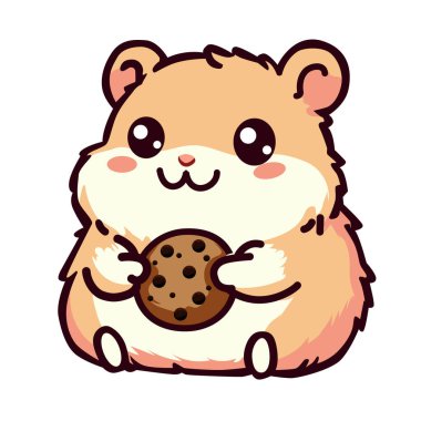 Kurabiye tutan sevimli hamster çizgi film karakteri