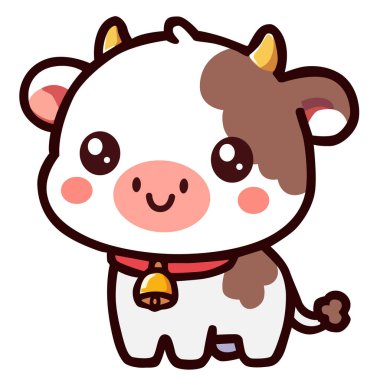 Tatlı inek ve çan ineği çiftliği hayvan çizgi film karakteri