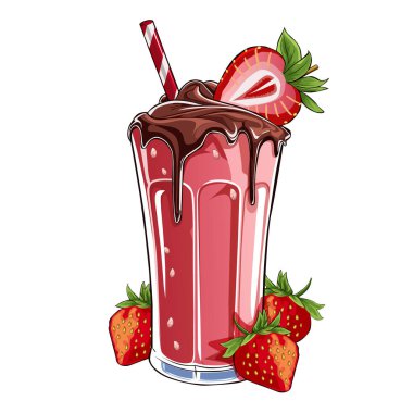 Çikolata kremalı çilekli milkshake.