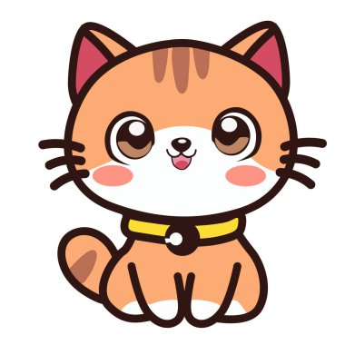 kawaii şirin kedi tatlı bir çizgi filmde oturuyor.