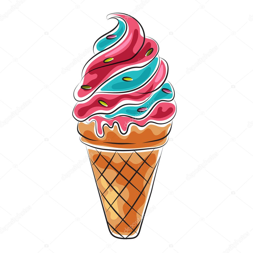 Ice cream cone art doodle marker style