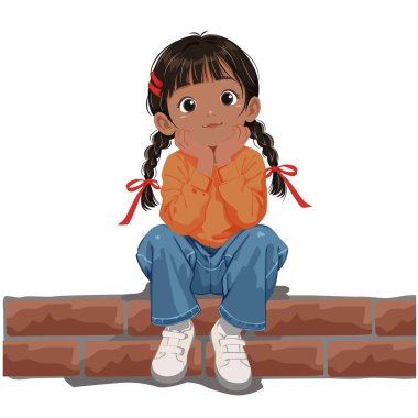 Duvarda oturan Latin çocuklar