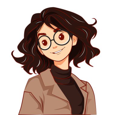 Asyalı kız şirket çalışanı vektör illüstrasyonu 10 dosya