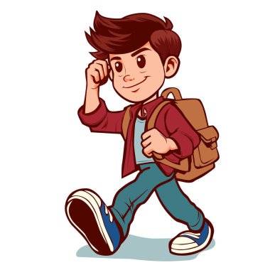 Çocuk yürüyüşü okul vektör illüstrasyonuna git.