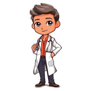 erkek doktor çizgi film karakter vektör çizimi