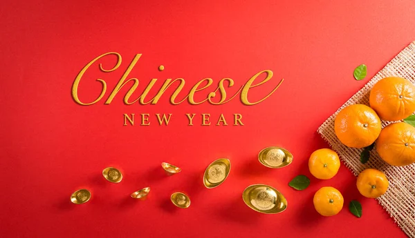 Vista Superior Para Feliz Ano Novo Chinês Decorações Festival Ano — Fotografia de Stock
