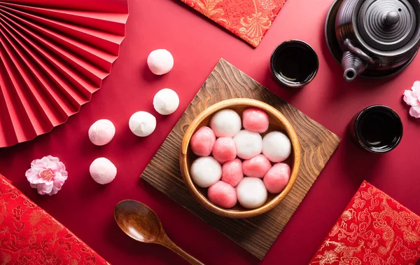 Tang Yuan Bolas Albóndigas Dulces Una Cocina Tradicional Para Mediados — Foto de Stock