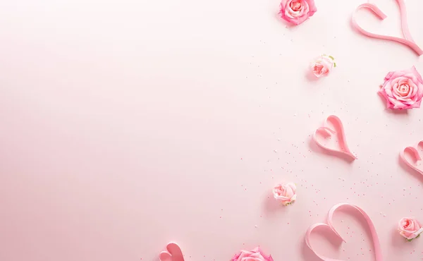 Felice Giorno San Valentino Amore Decorazione Concetto Sfondo Fatto Cuori — Foto Stock