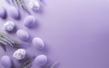 Happy easter! Colourful Easter eggs on pastel background. Decoration concept for greetings and presents on Easter Day celebrate time.