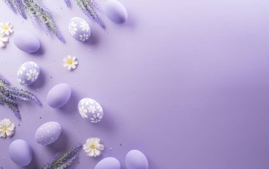 Happy easter! Colourful Easter eggs on pastel background. Decoration concept for greetings and presents on Easter Day celebrate time.