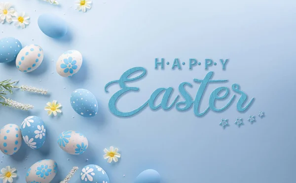 Happy Easter Colourful Easter Eggs Pastel Background Decoration Concept Greetings — Zdjęcie stockowe