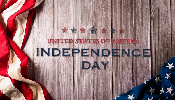 4Th July Happy Independence Day Concept Vintage American Flag Text — Stock Photo, Image