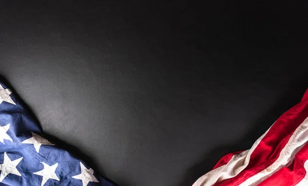 Conceito Dia Independência Feliz Feito Bandeira Americana Fundo Madeira Escuro — Fotografia de Stock