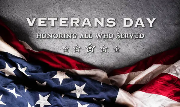 Feliz Día Los Veteranos Concepto Hecho Bandera Americana Texto Sobre Imagen de stock
