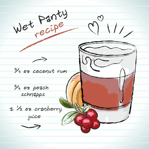 Wet Panty Cocktail Vector Sketch Εικονογράφηση Ζωγραφισμένη Στο Χέρι Φρέσκο — Διανυσματικό Αρχείο