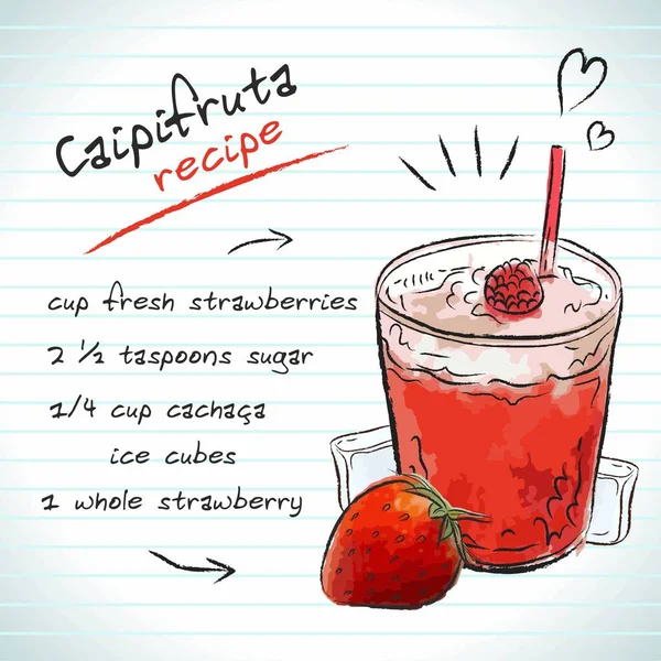 Caipifruta Cocktail Vector Schets Met Hand Getekend Illustratie Verse Zomer — Stockvector