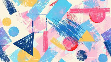  Asgari pastel renklendirilmiş, çirkin sanatsal deseni olan kusursuz geometrik desen.