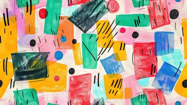  Asgari pastel renklendirilmiş, çirkin sanatsal deseni olan kusursuz geometrik desen.