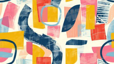  Asgari pastel renklendirilmiş, çirkin sanatsal deseni olan kusursuz geometrik desen.