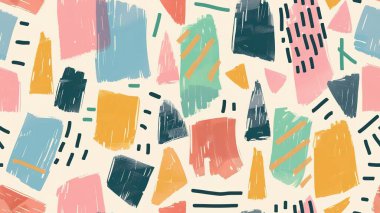  Asgari pastel renklendirilmiş, çirkin sanatsal deseni olan kusursuz geometrik desen.
