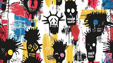 punk pop rock tarzı elementler renk sıçramalı soyut arkaplan, pürüzsüz desenli fayans