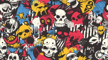 punk pop rock tarzı elementler renk sıçramalı soyut arkaplan, pürüzsüz desenli fayans