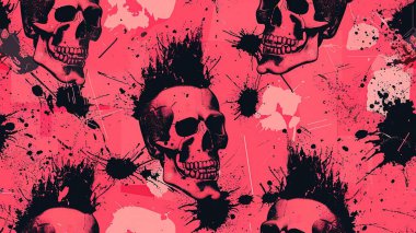 punk pop rock tarzı elementler renk sıçramalı soyut arkaplan, pürüzsüz desenli fayans