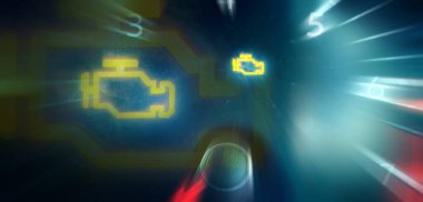 Araç gösterge panelindeki bulanık hareket efektini kontrol et. Otomobil motoru ve servis onarımı kavramı ile ilgili sorun.