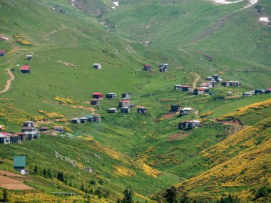 Gomismta, Gürcistan 'ın Gomi Dağı' ndaki ünlü köyü. Dağ tepesinde küçük evler.