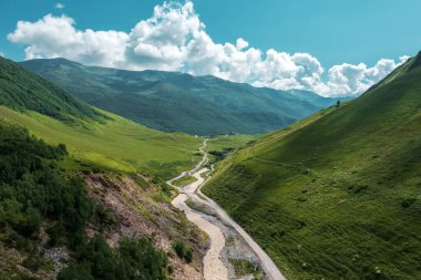 Mestia, Georgia 'daki dağ vadisi, bereketli tepeler, dolambaçlı yollar ve parlak yaz gökyüzü altındaki manzaralı kule manzaralarıyla, kırsal Kafkasların maceracı ruhunu yakalıyor.. 