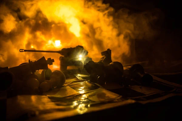 War Russia Ukraine Conceptual Image War Using Chess Board Tank — Fotografia de Stock