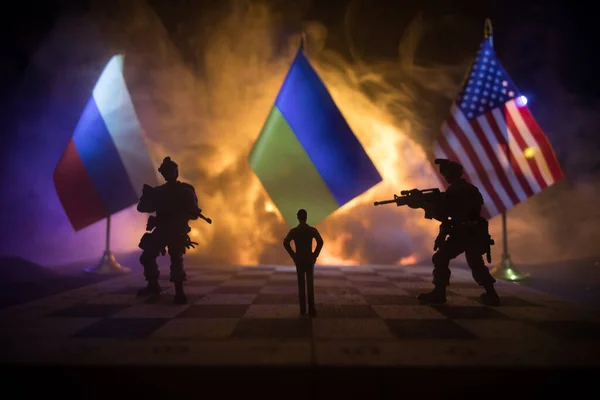 Війна Між Росією Україною Концептуальний Образ Війни Використанням Шахової Дошки — стокове фото
