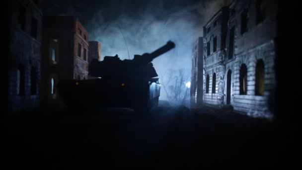 War Concept Military Silhouettes Fighting Scene War Fog Sky Background — Vídeo de stock
