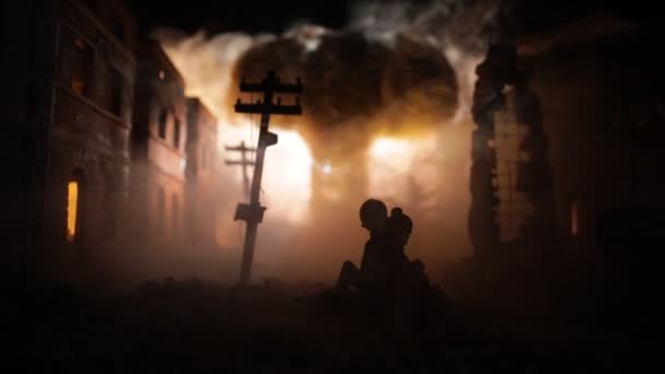 Kreatív Műalkotás Dekoráció Orosz Háború Ukrajnában Koncepció Atombomba Emberek Hatalmas — Stock videók