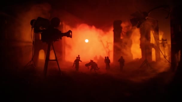 Action War Movie Concept Burned Out City Destroyed War Military — Video