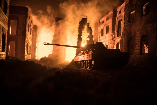Krigskoncept Militära Silhuetter Slåss Scen Krig Dimma Himmel Bakgrund Världskriget — Stockfoto