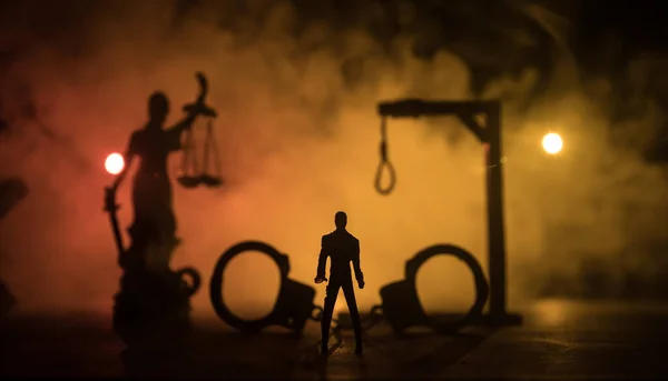 Rechtliches Recht Oder Verbrechen Und Hinrichtungskonzept Miniaturen Der Todesstrafe Auf — Stockfoto