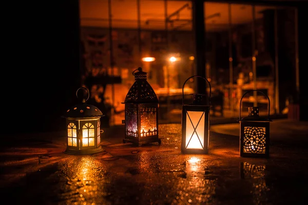 Arabska Latarnia Świecą Nocy Islamskie Wakacje Muzułmański Święty Miesiąc Ramadan — Zdjęcie stockowe