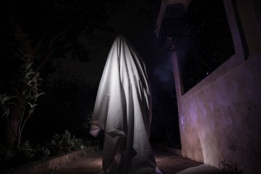 Paranormal dünyadaki korkunç yoldaki hayalet. Korkunç bir rüyaydı. Siste garip bir orman. Mistik bir atmosfer. Koyu renk. Gizemli yol. Gotik cadı. Arka plan duvar kâğıdı. Kasvetli zamanlar.