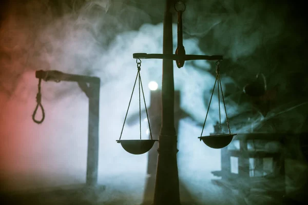 Юридическое Право Преступление Концепция Исполнения Миниатюры Смертной Казни Столе Один — стоковое фото