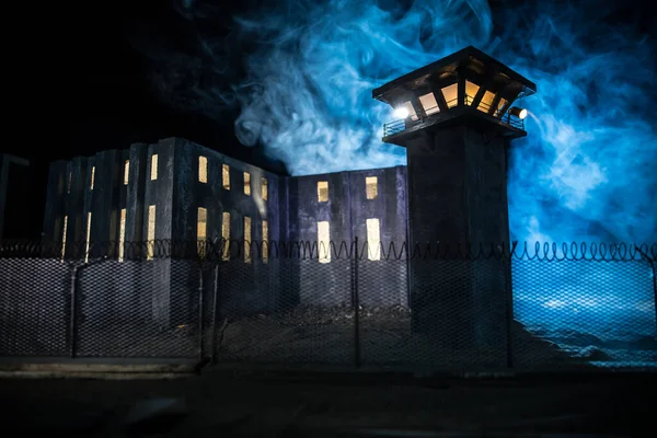 Concepto Prisión Por Justicia Penal Antigua Torre Vigilancia Prisión Protegida — Foto de Stock