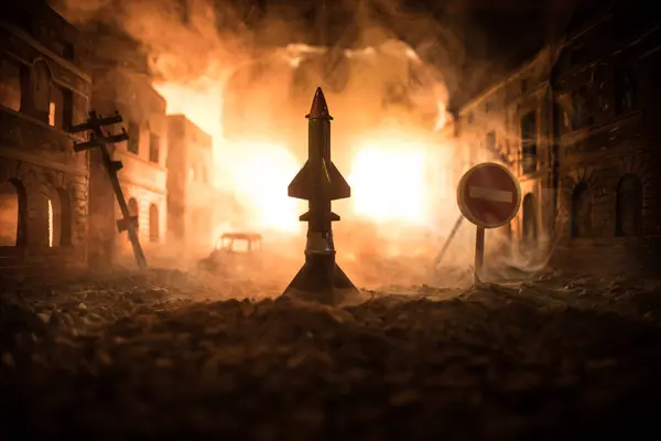 Концепция Апокалипсиса Ядерной Войны Взрыв Атомной Бомбы Городе Город Разрушен Лицензионные Стоковые Изображения