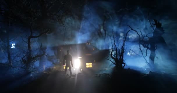 Ormandaki Korkunç Hayalet Perili Cadılar Bayramı Geçmişi — Stok video